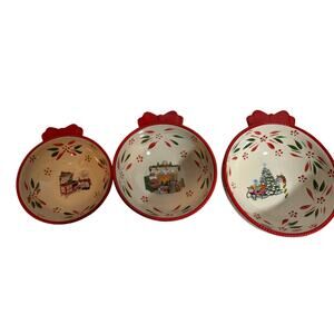 Temptations Old World Holiday Lace Christmas Nesting Bowls Set 3 NEW